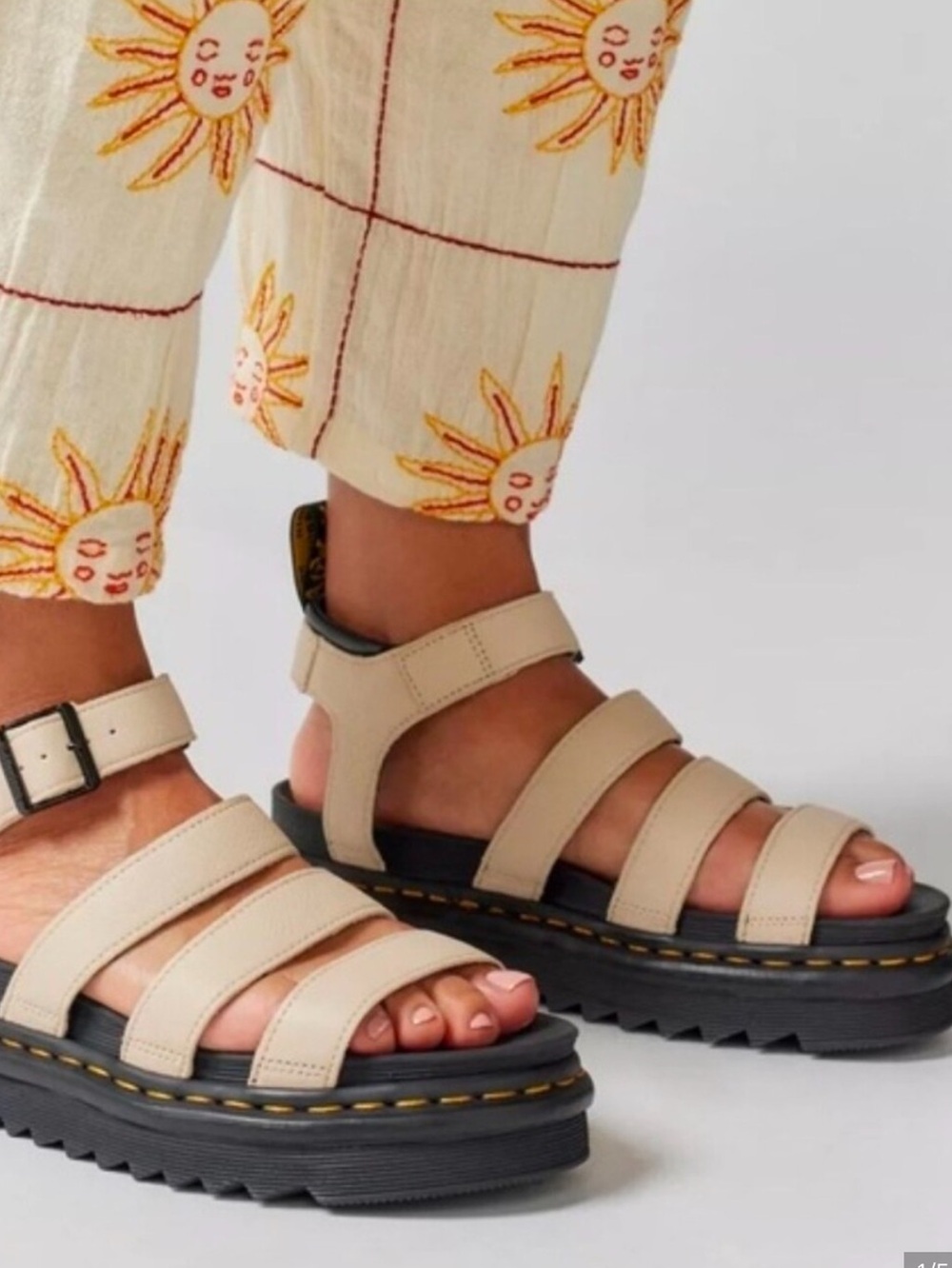 Dr. Martens Women's Blair Cream Bone Strappy Platform Sandals Sz 8
